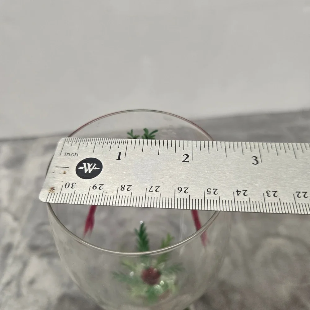 Hand Painted Christmas Wine Glass Bird with Pink Bow Holiday Stemware Festive